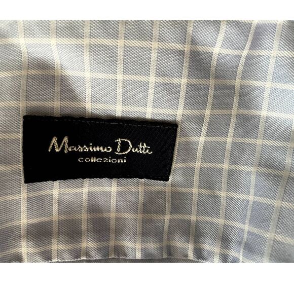 Massimo Dutti Collezioni Blue White Check Shirt-42 - Picture 3 of 3